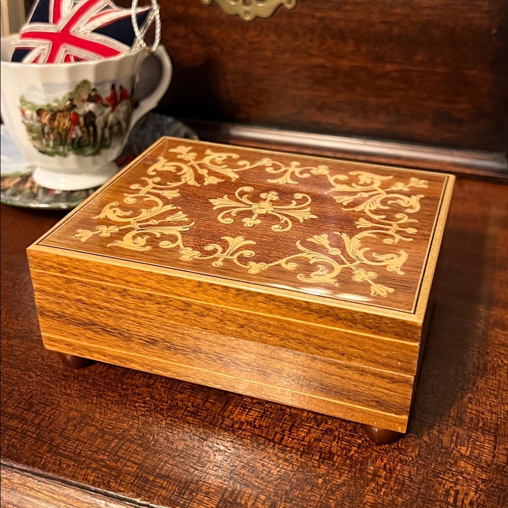 Swiss Wooden Jewelry Box with Intricate Inlay